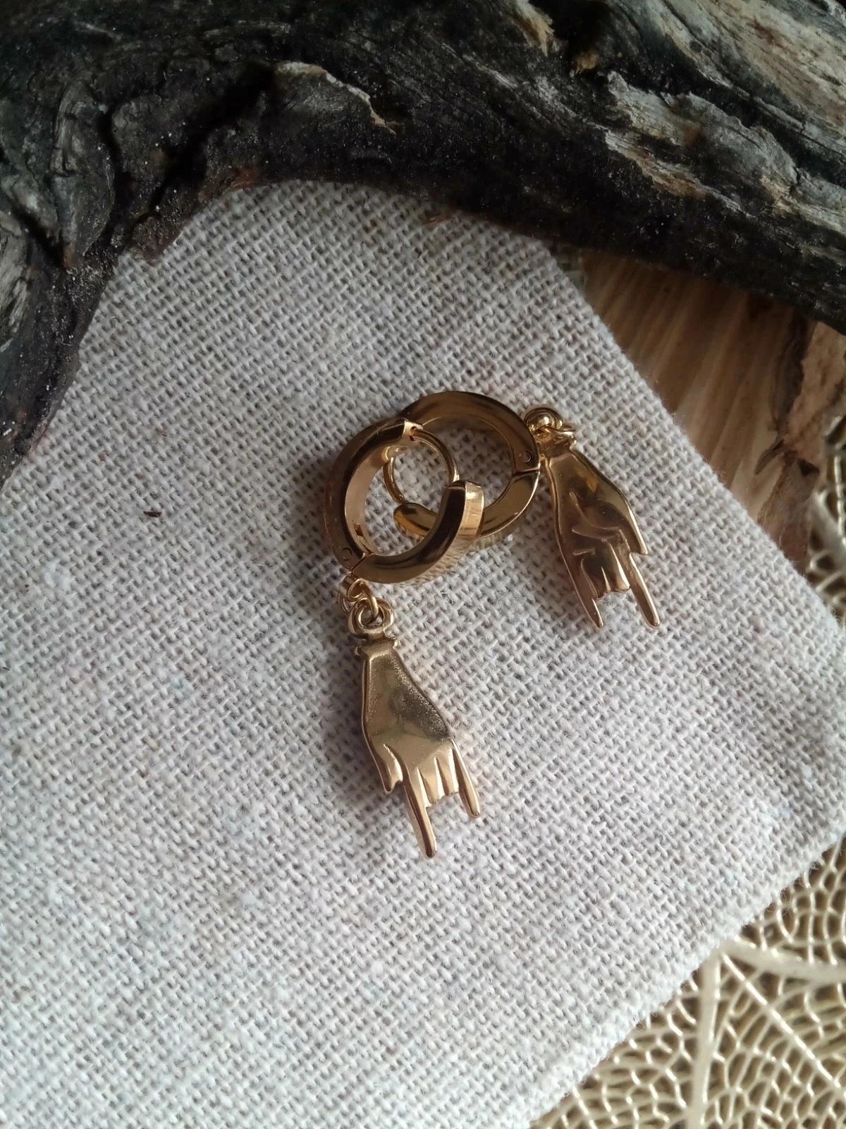 Gouden handen oorbellen – photo 2